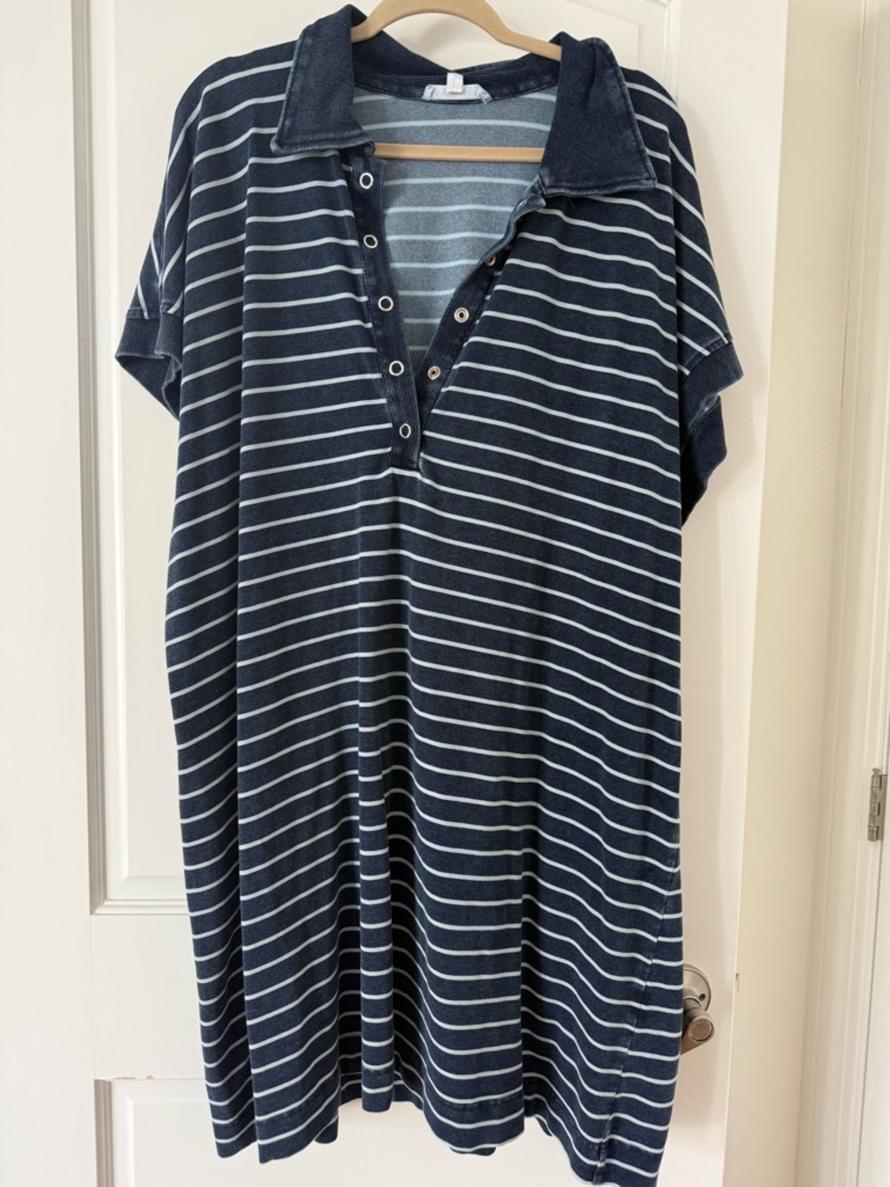 Jane & Delancey Navy & White Striped polo shirt Dress plus size 3X